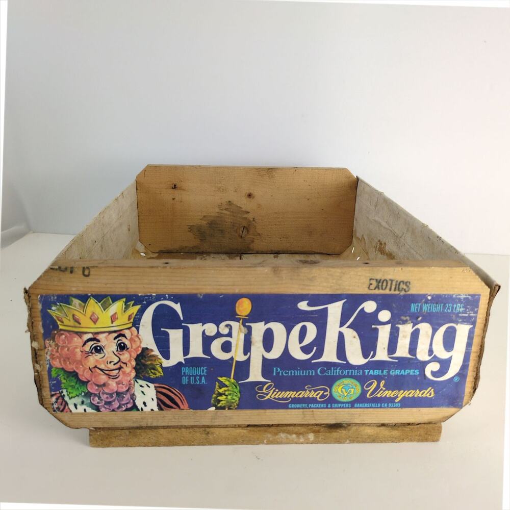 Vintage Giumarra Vineyards Grape King California Wooden Crate 17.5x14x6.25" Wood